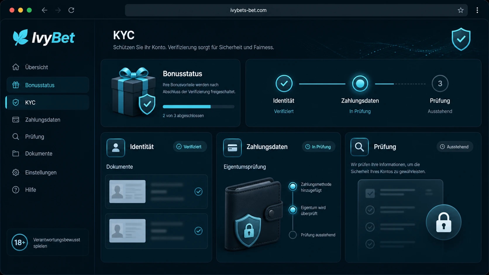 Bonus, KYC und Zahlungsdaten